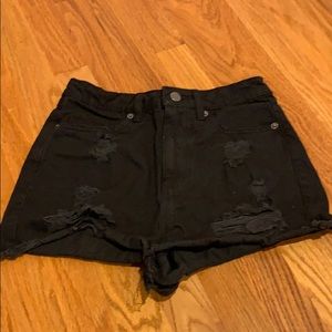 Black ripped jean shorts